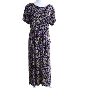 Vintage 90s Sarah Elizabeth Pintuck Floral Dress Sz 14 Romantic Cottage